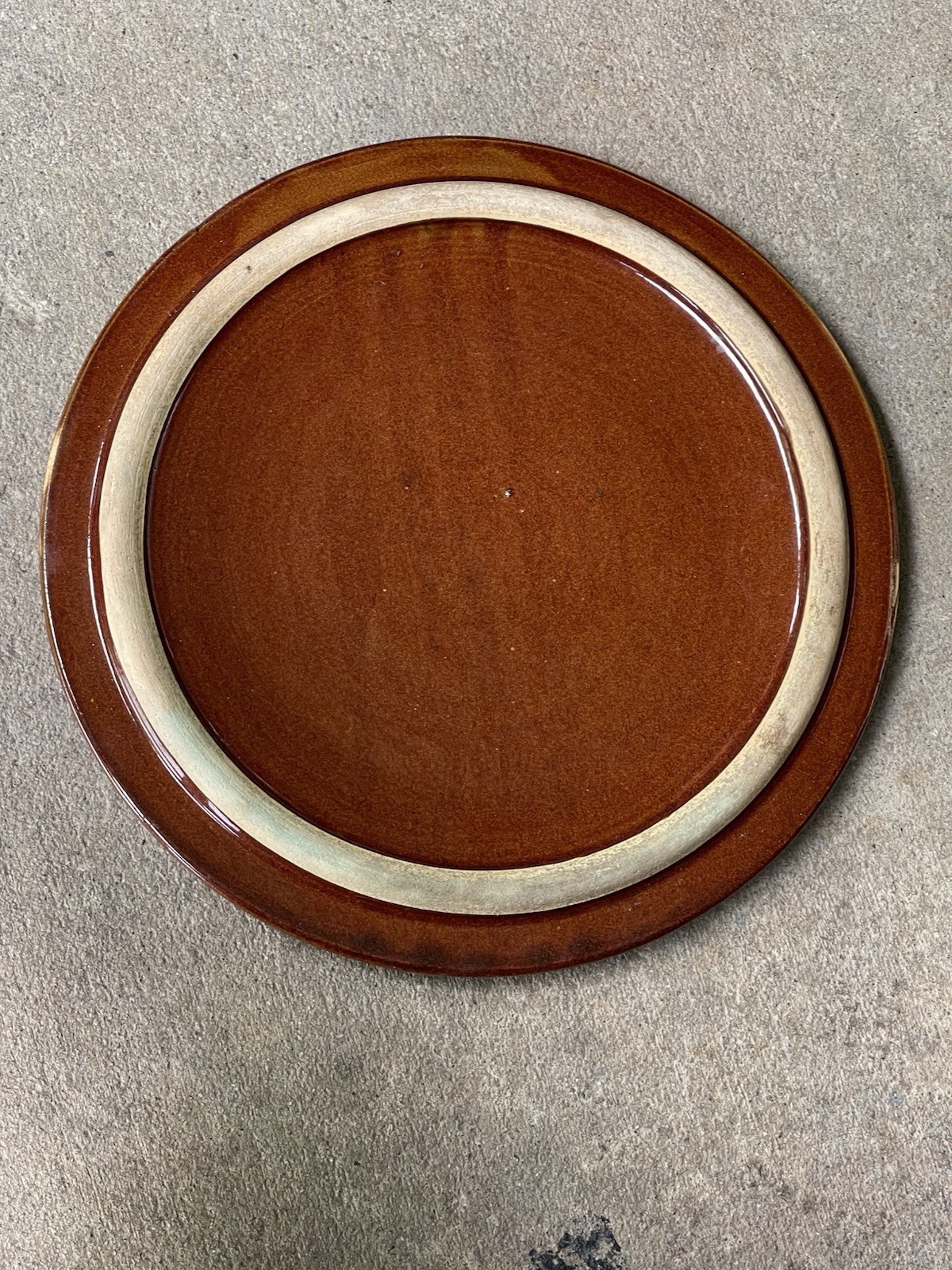 Antique Stoneware Crock Lid Double Sided fits 9 inch mouth NICE No Knob Antique Stoneware Crock Lid Double Sided fits 9 inch mouth NICE No Knob