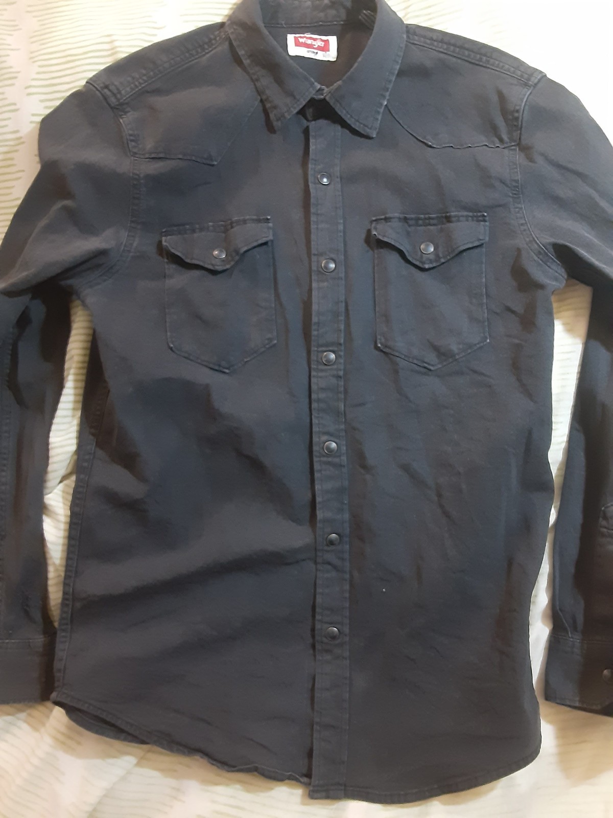 Vintage Wrangler Faded Black Western Pearl Snap Long Sleeve Men Med(fits Small)