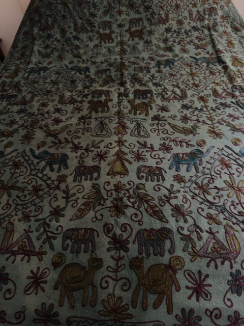 Vintage Indian Tapestry Bedspread Hand Embroidered  Suzani Cloth 84\