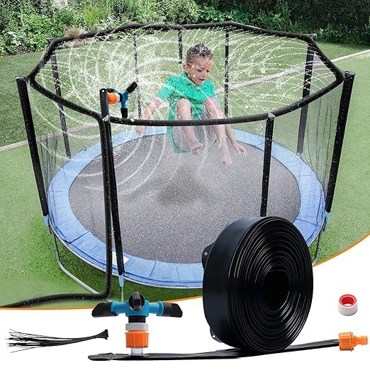 Trampoline Sprinkler 39ft, Outdoor Water Play Toy for Kids Summer Backyard Fun