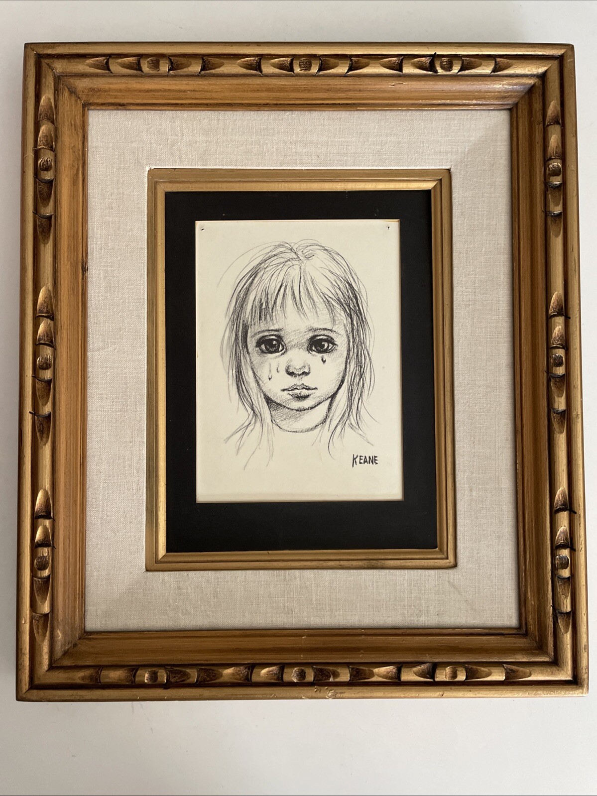 Vintage Keane Big Eyes  Picture Print  1960\'s 20\