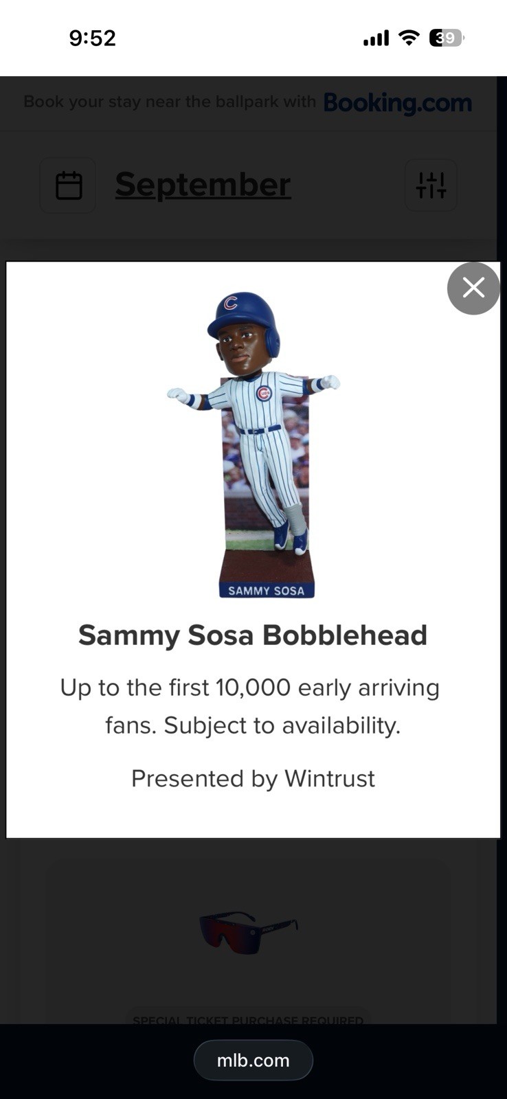 Sammy Sosa Bobblehead Chicago Cubs Giveaway 9/13/26 SGA New In Box Presale