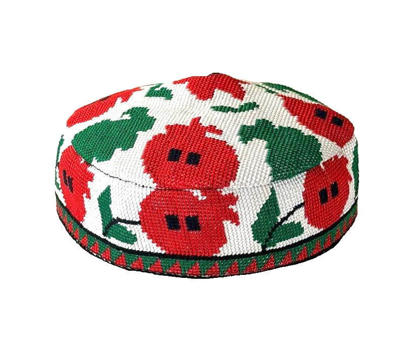 UZBEK IROQI TRIBAL HAND EMBROIDERED SILK HAT - APPROX 23 - LARGE UZBEK IROQI TRIBAL HAND EMBROIDERED SILK HAT - APPROX 23 - LARGE