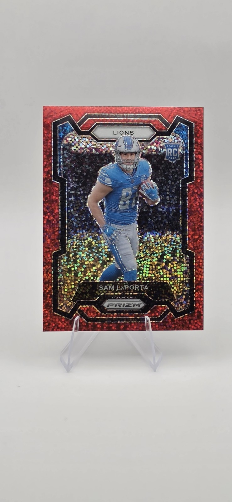 2023 Panini Prizm - Rookies Sam LaPorta #332 Red Sparkle Prizm (RC) Lions 2023 Panini Prizm - Rookies Sam LaPorta #332 Red Sparkle Prizm (RC) Lions