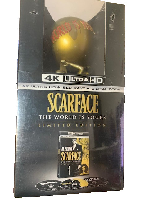 SCARFACE LTD EDITION 4K-BLURAY WITH WORLD IS YOURS STATUE - SEALED