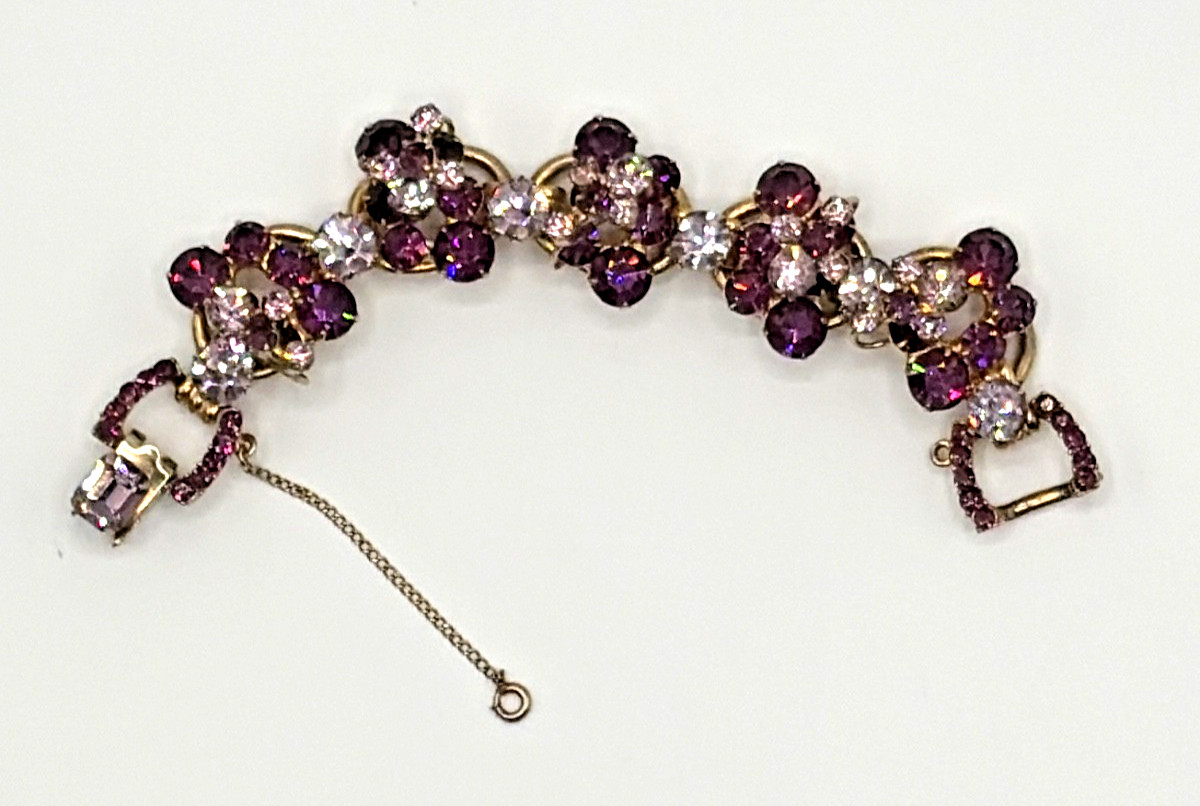 JULIANA D&E Shades of Purple Chaton Rhinestone 5-Link Bracelet Reference #3018