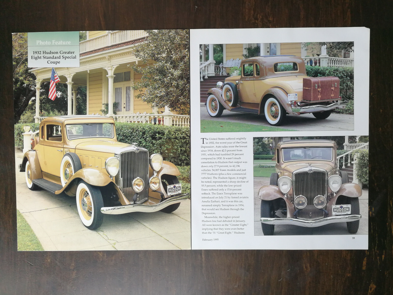 1932 Hudson Greater Eight Standard Special Coupe 4-Page Original Color Article