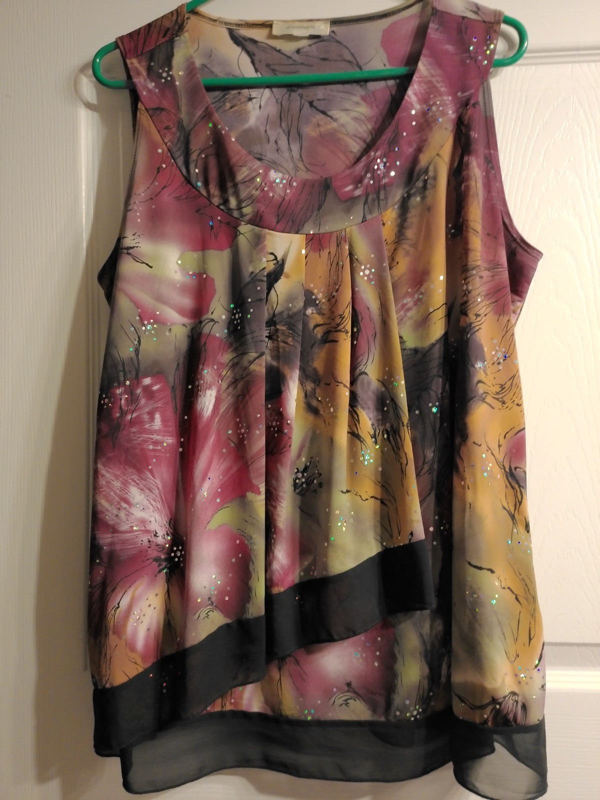 DRESSBARN Womens Multicolor Sleeveless Accent Shirt Blouse Size 1X EUC (A62)