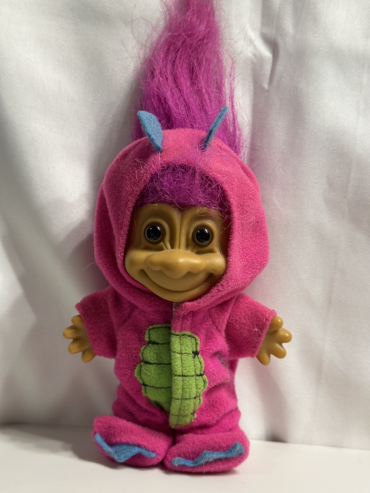 Vintage Russ Berrie Troll Doll Dragon Dinosaur Costume  Pink Outfit 5\