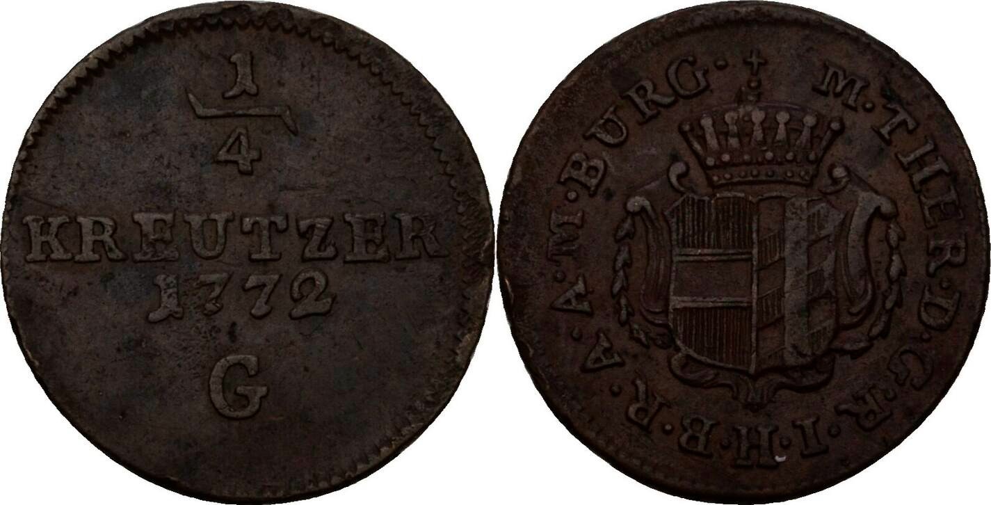 RDR Burgau Günzburg 1/4 Kreuzer 1772 Maria Theresa 2.2g Original Coin #VK514 RDR Burgau Günzburg 1/4 Kreuzer 1772 Maria Theresa 2.2g Original Coin #VK514