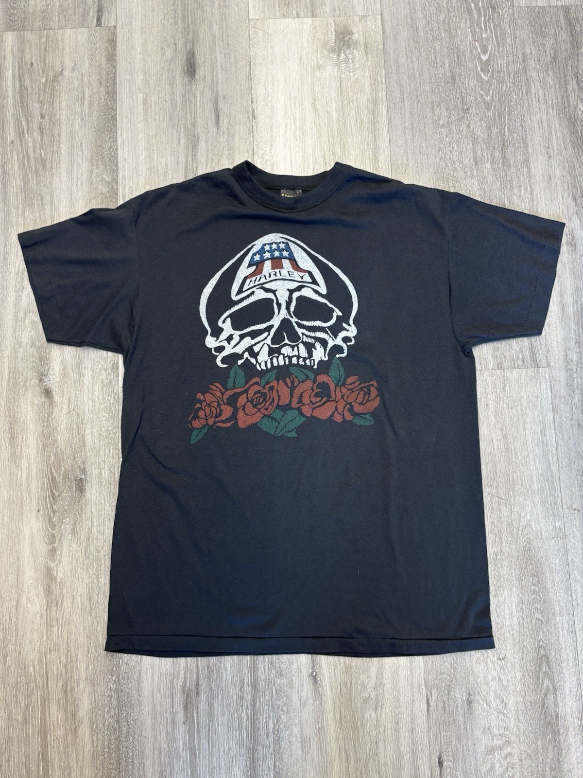 Vintage 1980s Harley-Davidson Grateful Dead Black T-shirt Size Large 2-Sided USA Vintage 1980s Harley-Davidson Grateful Dead Black T-shirt Size Large 2-Sided USA