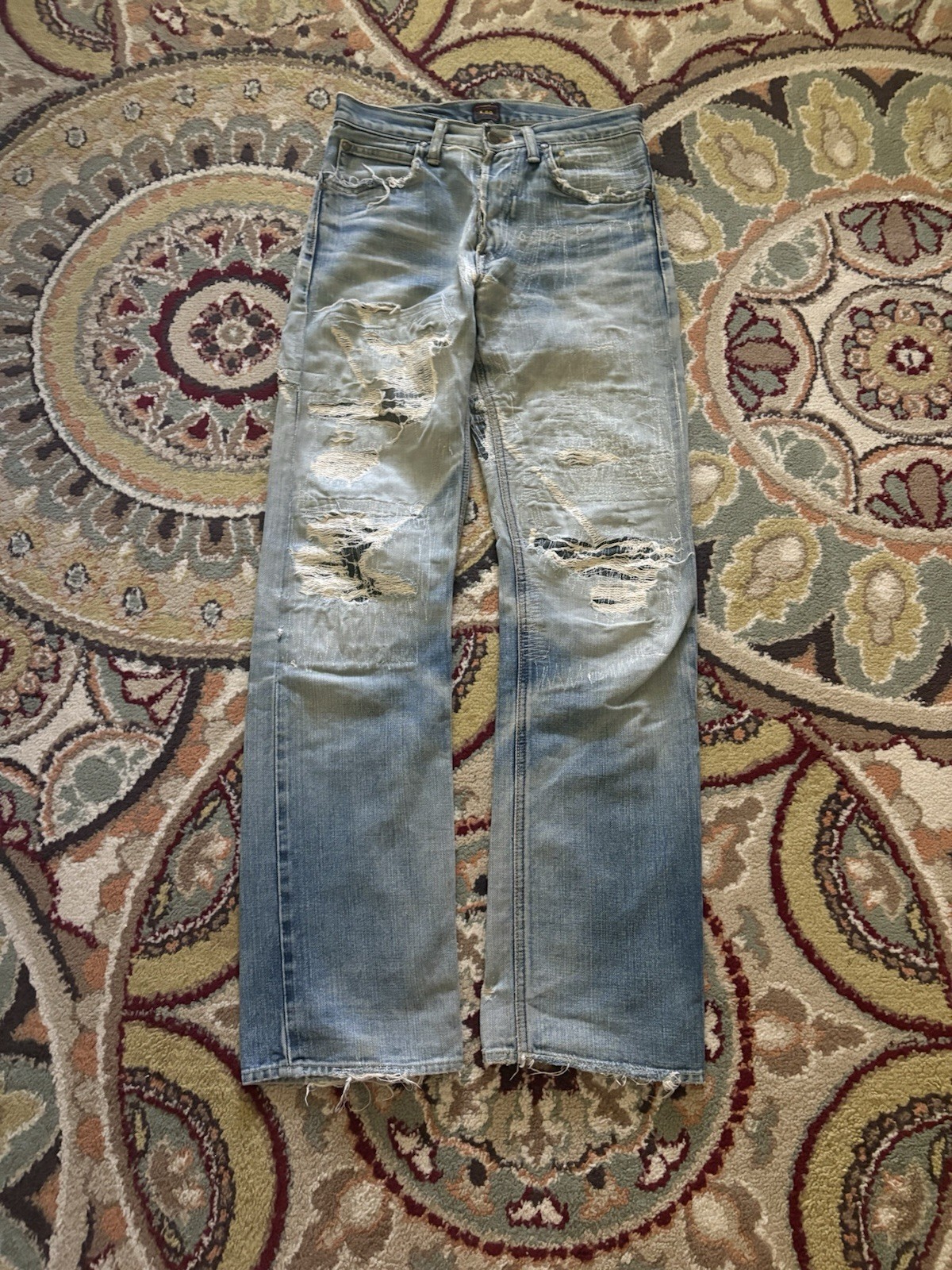 90s lee rider vintage jeans insane patch work reiteration 40s pair