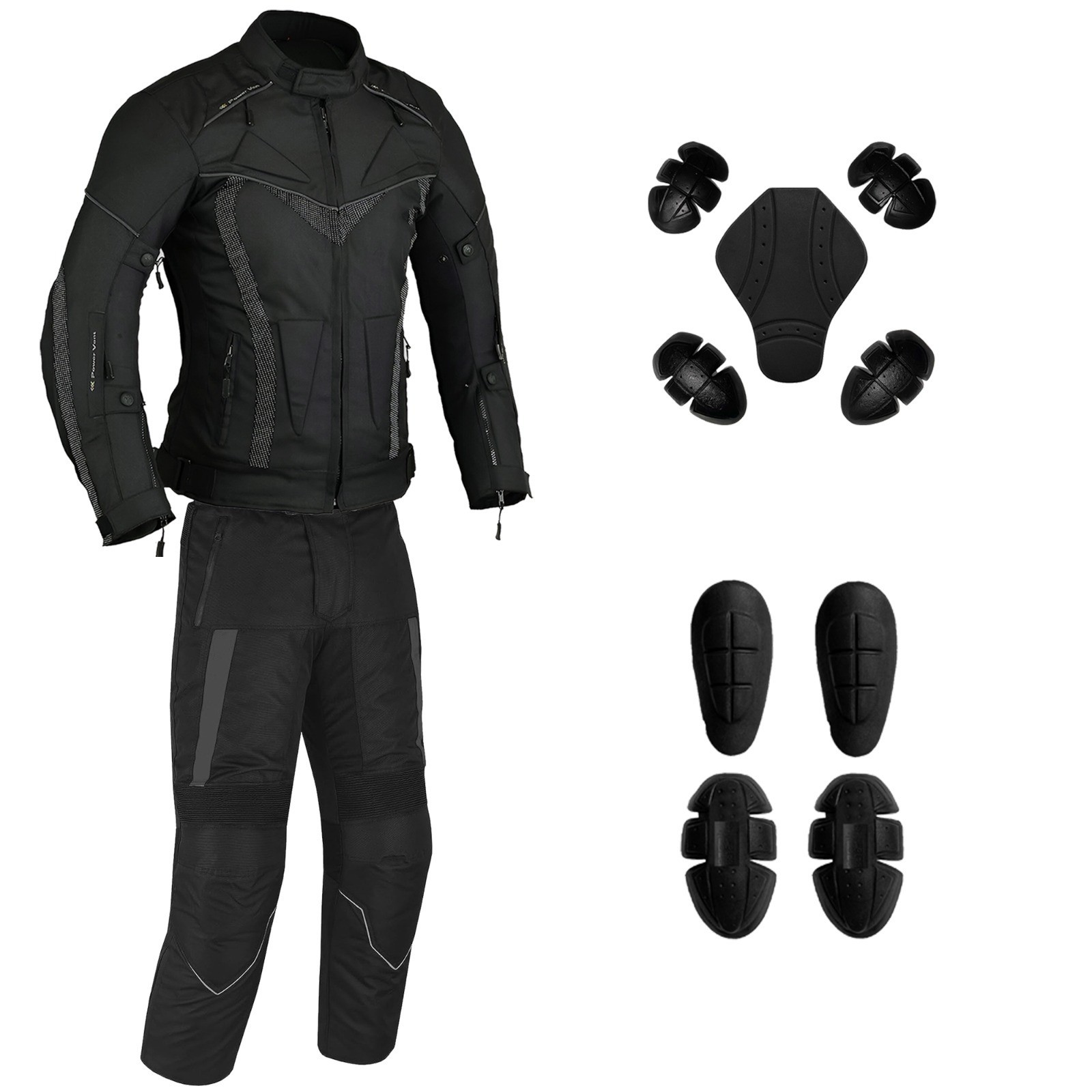 MOTORCYCLE CORDURA TEXTILE 2 PIECE SUIT TOURING WITH CE ARMOUR 100% WATERPROOF