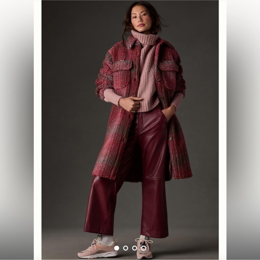 NWT Anthropologie If By Sea $168 Boucle Plaid Long Shacket coat Sz XL