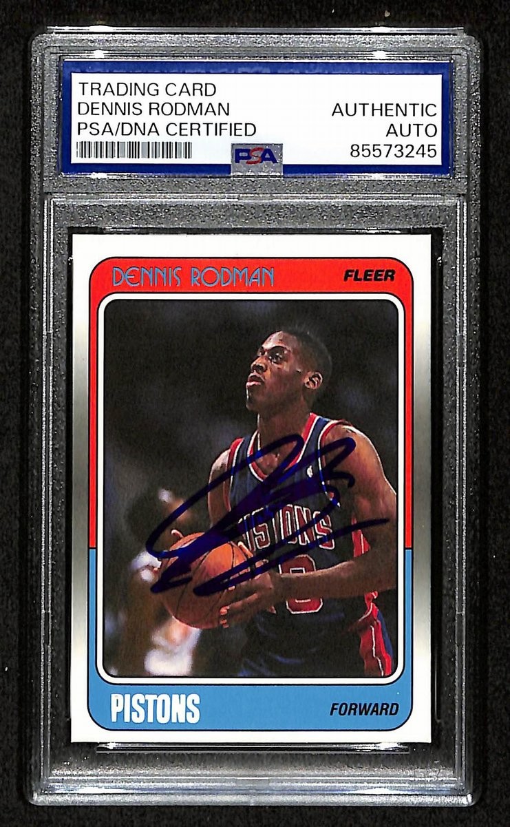 Dennis Rodman HOF Signed/Auto On Card 1988 Fleer RC Card #43 PSA/DNA 198796 Dennis Rodman HOF Signed/Auto On Card 1988 Fleer RC Card #43 PSA/DNA 198796