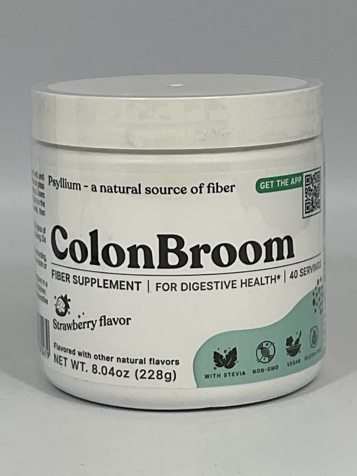 ColonBroom Psyllium Husk Powder, Strawberry Psyllium Husk Powder 40 Servings