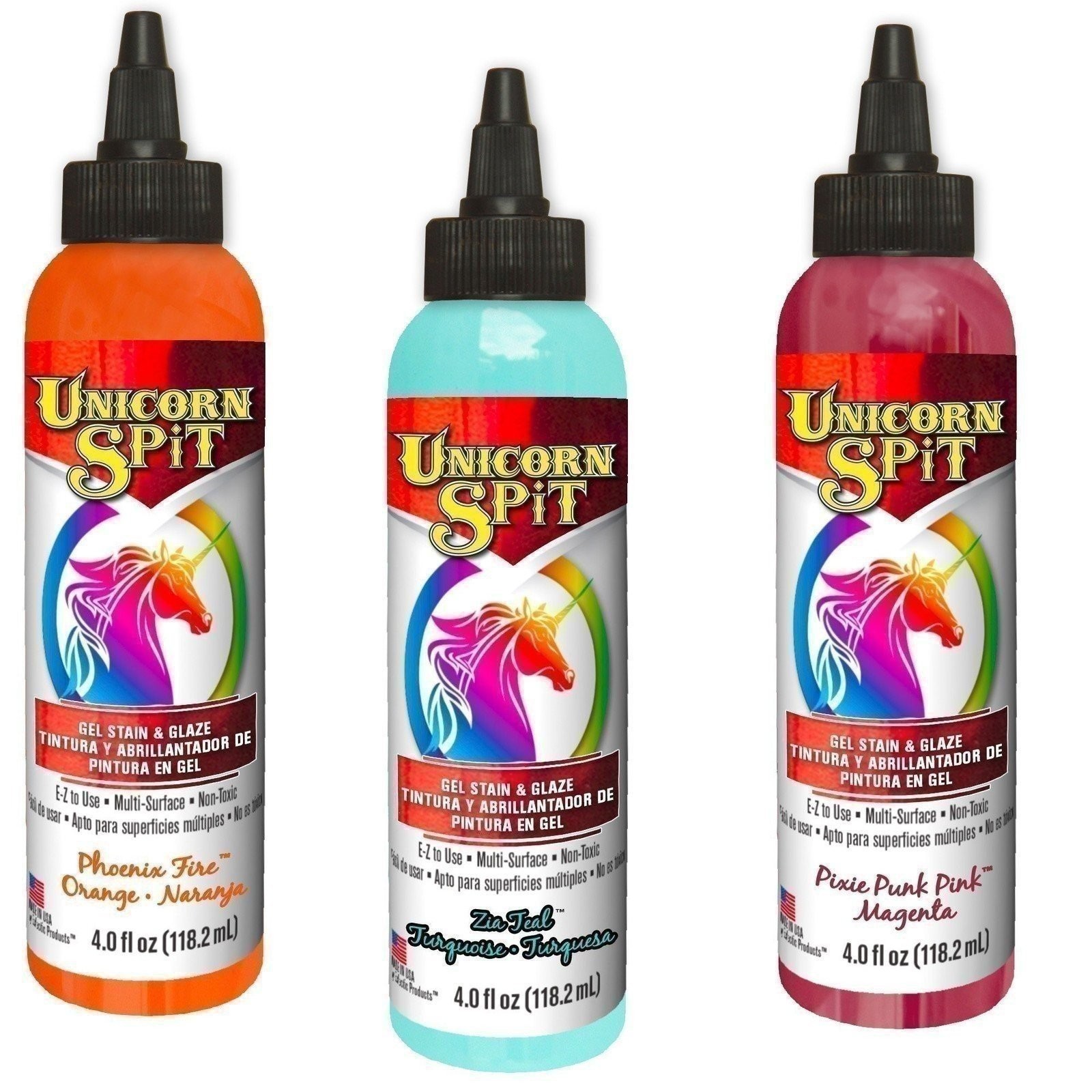 Unicorn Spit - Gel Stain & Glaze Paint in One, Phoenix Fire, Pixie Punk Pink...