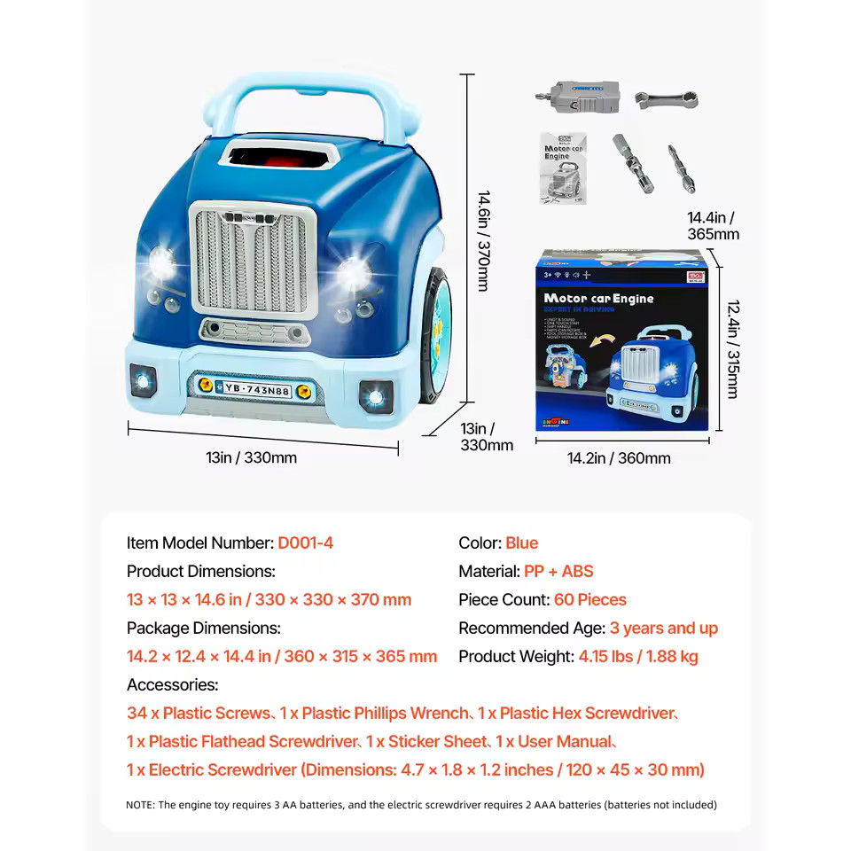 60 Pcs Car Repair Toy Set For Children NEW
