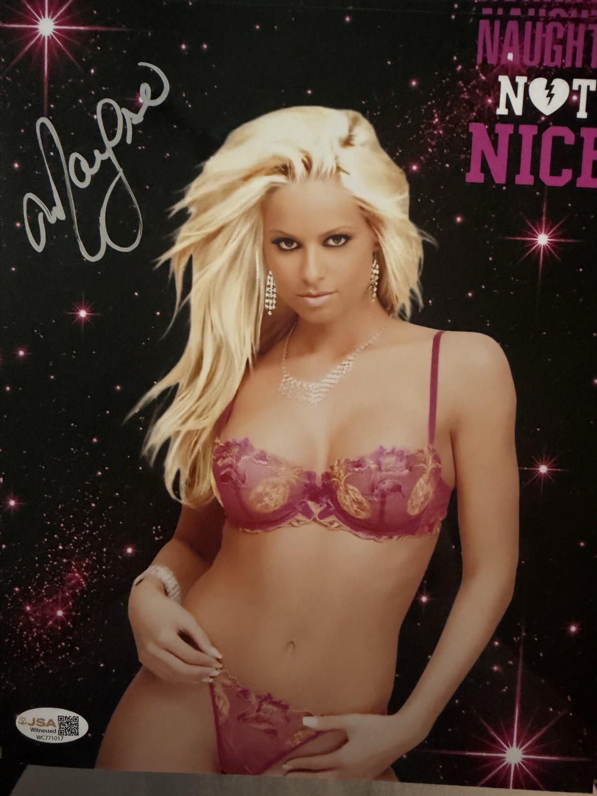 Maryse Hot Tag Metalic 8x10 Signed Autographed Photo JSA Witness Wwe