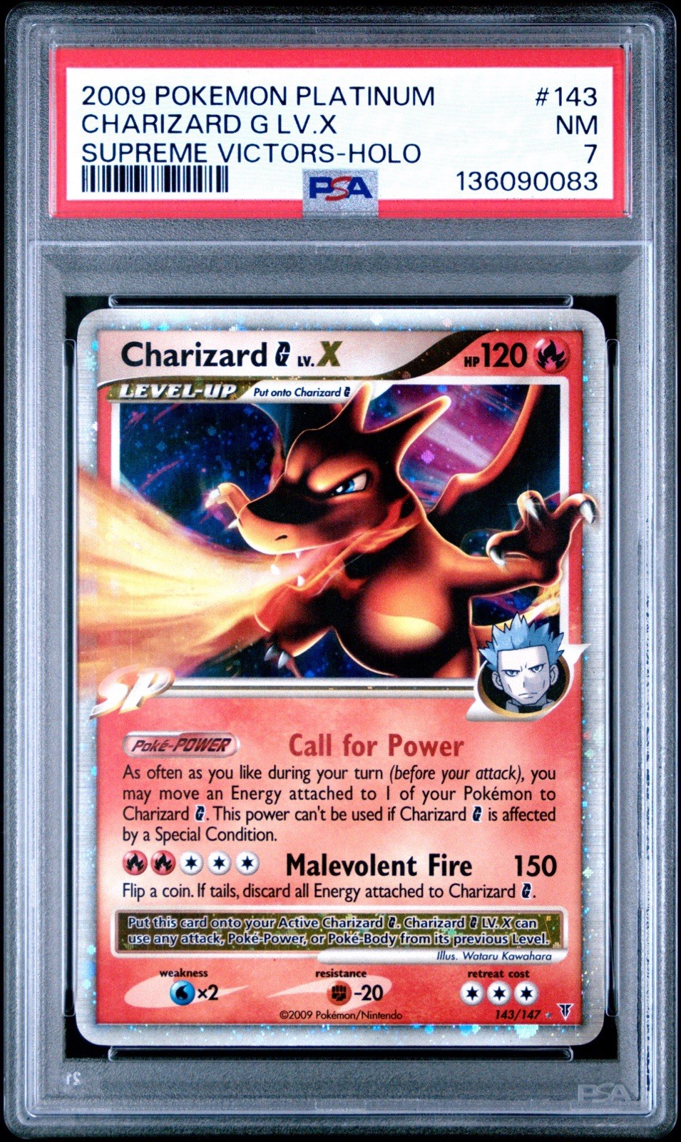 2009 POKEMON PLATINUM SUPREME VICTORS #143 CHARIZARD G LV.X-HOLO PSA 7