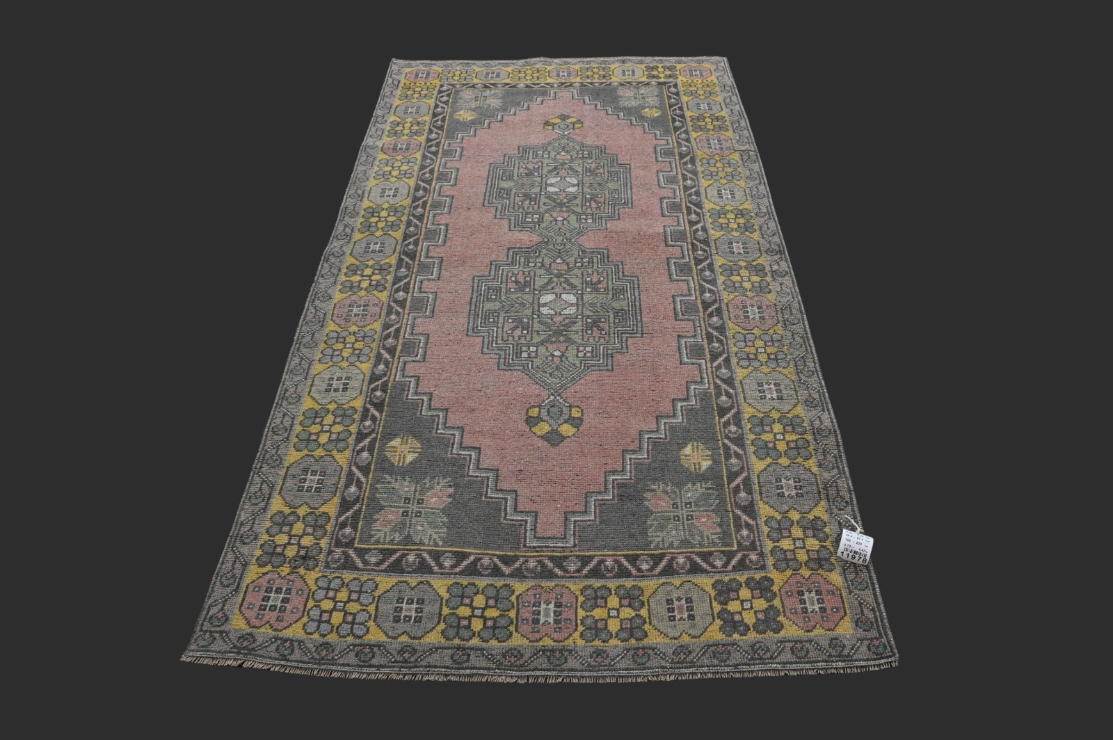 Vintage Turkish Oushak Rug, Pink 4x7 ft, Handmade Wool, Bohemian Anatolian