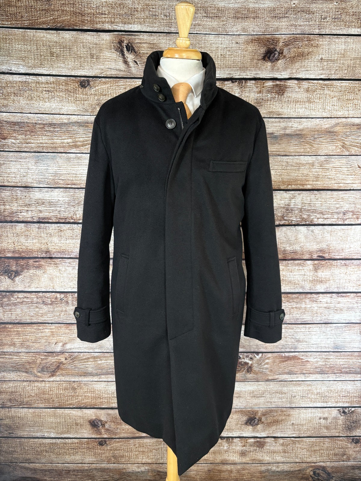 $2,945 Norwegian Wool Pure Cashmere Topcoat Overcoat Size L ap77