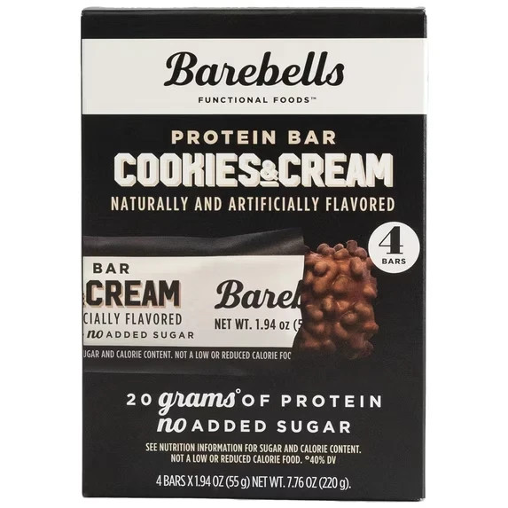 Barebells Protein Bars with 20g High Protein, 1.9oz Bars, Cookies & Cream - 4 Co Barebells Protein Bars with 20g High Protein, 1.9oz Bars, Cookies & Cream - 4 Co