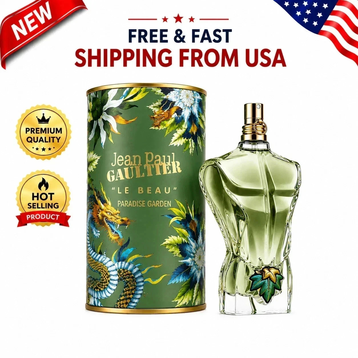 Jean Paul Gaultier Le Beau Paradise Garden EDP 4.2oz 125ml Men Sealed USA Ship..