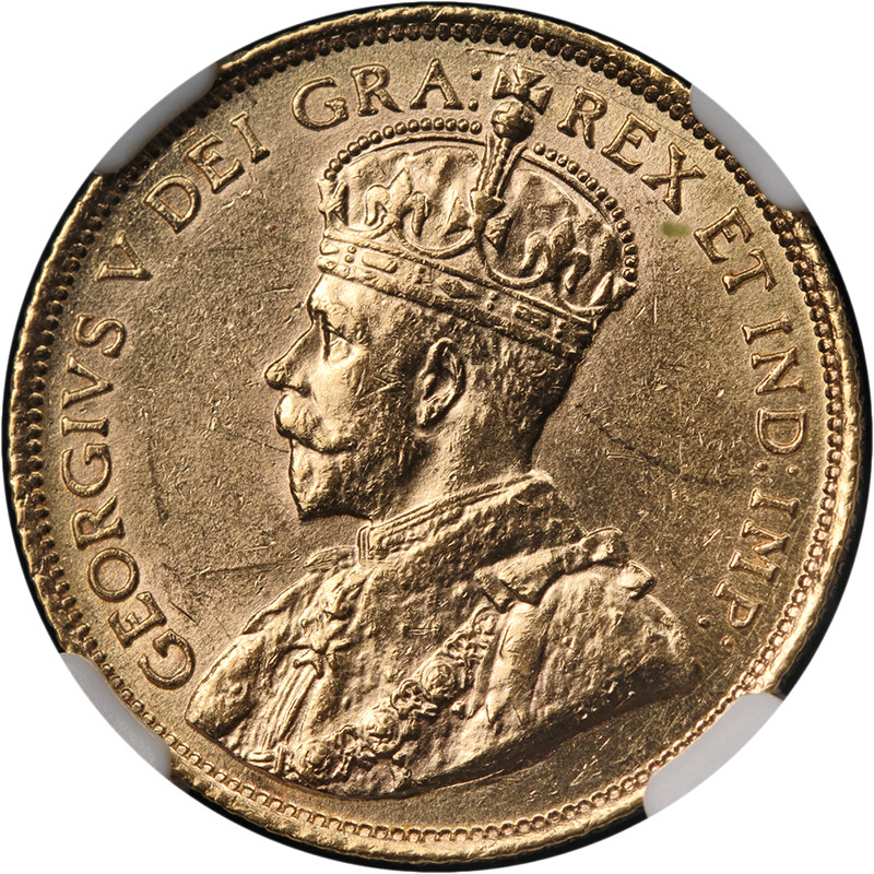 1912 Canada $5 Gold George V NGC Unc Details Cleaned