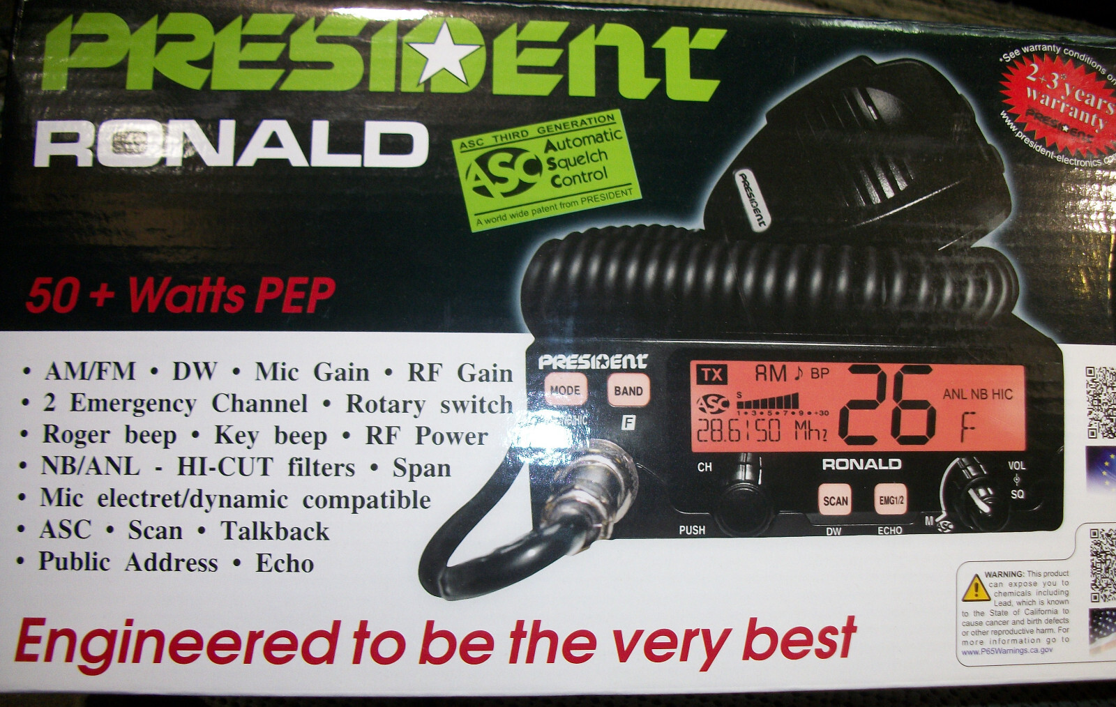 PRESIDENT RONALD   SUPER MOD MORE POWER  ONLY 4 WIRES  ( RADIO NOT INCLUDED)
