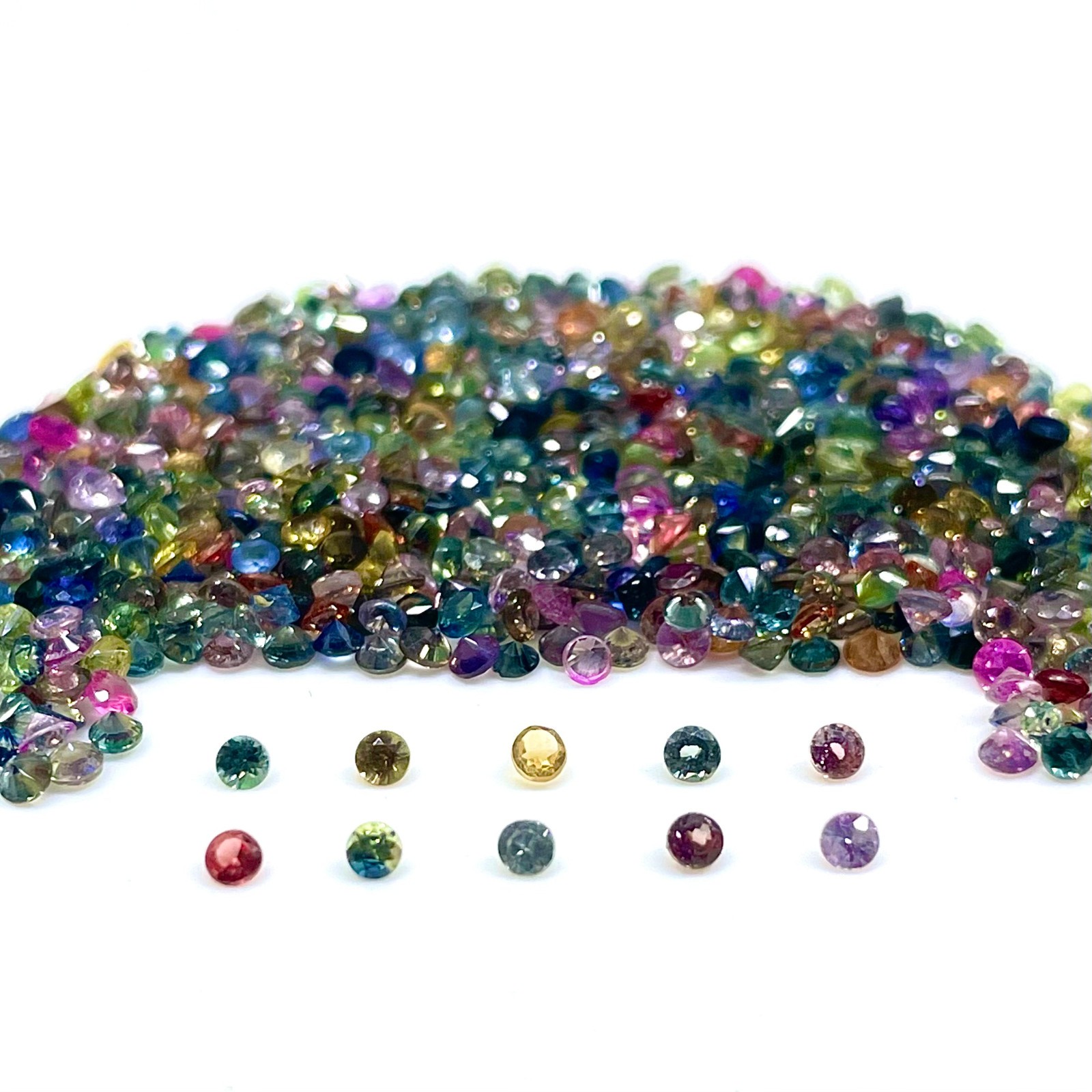 25 Pcs Natural Multi Sapphire Ceylon 2mm Round Diamond Cut Loose Gemstones Lot