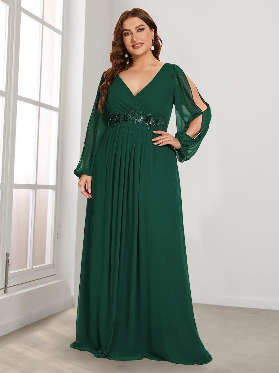Ever Pretty Green Sequin Leaf Mesh Dress Sz 20 Gown Romantic Ethereal Bust 48\