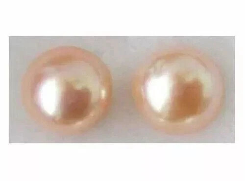 HUGE Real AAAAA Akoya 11-12mm Pink stud pearl earrings 14k Gold
