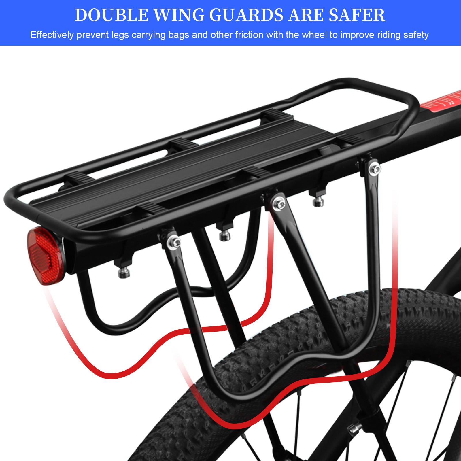 Rear Bike Rack Cargo Rack Alloy Luggage Carrier Bicycle 110 Lbs Capacity Holder