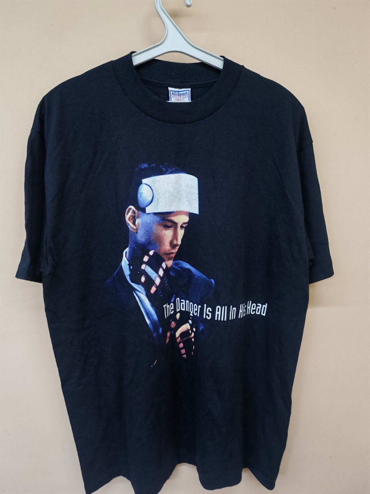 Vtg 1995 Johnny Mnemonic Movie Promo T Shirt XL Keanu Reeves All Sport USA Mint