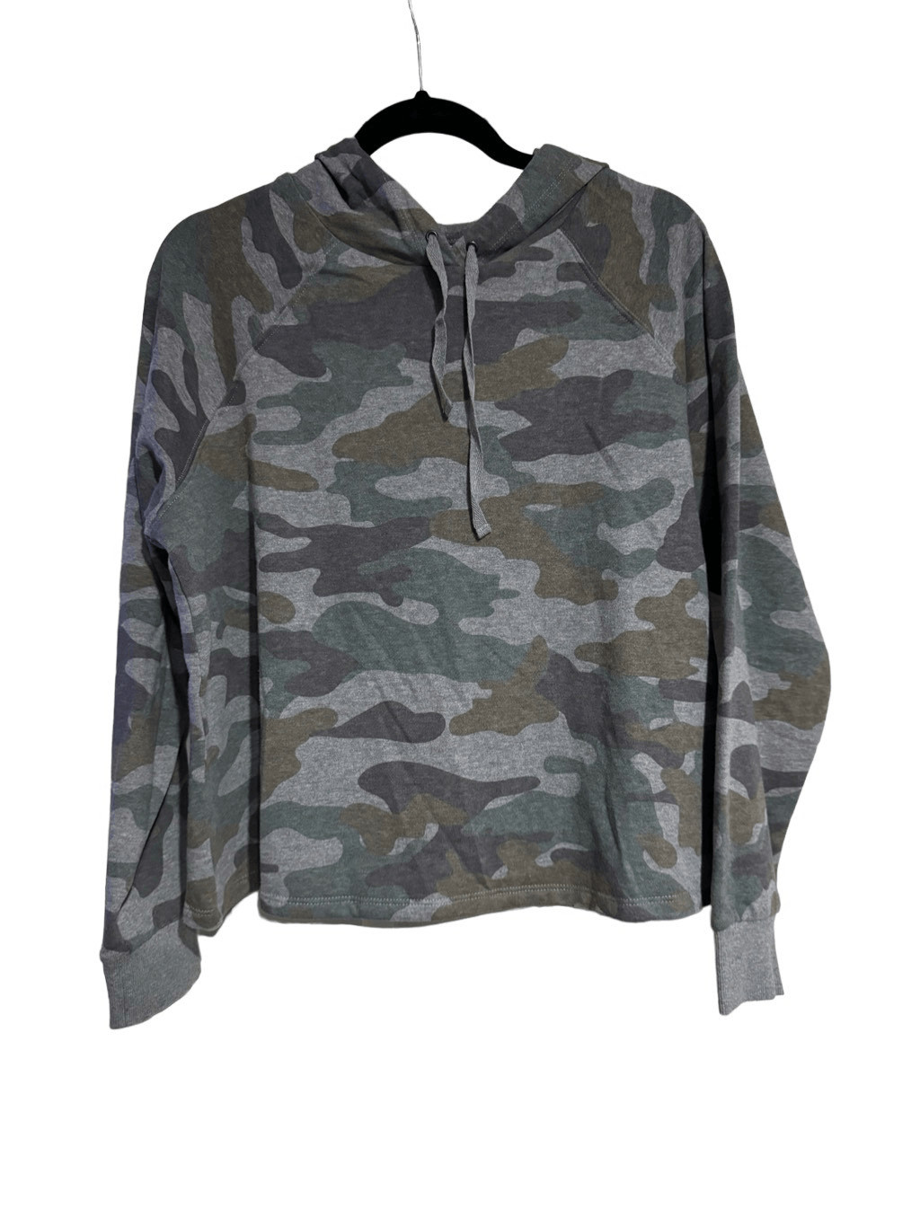 Torrid Tops Womens Size 1 Gray Camo Heathered Rawedge Hoodie NWT