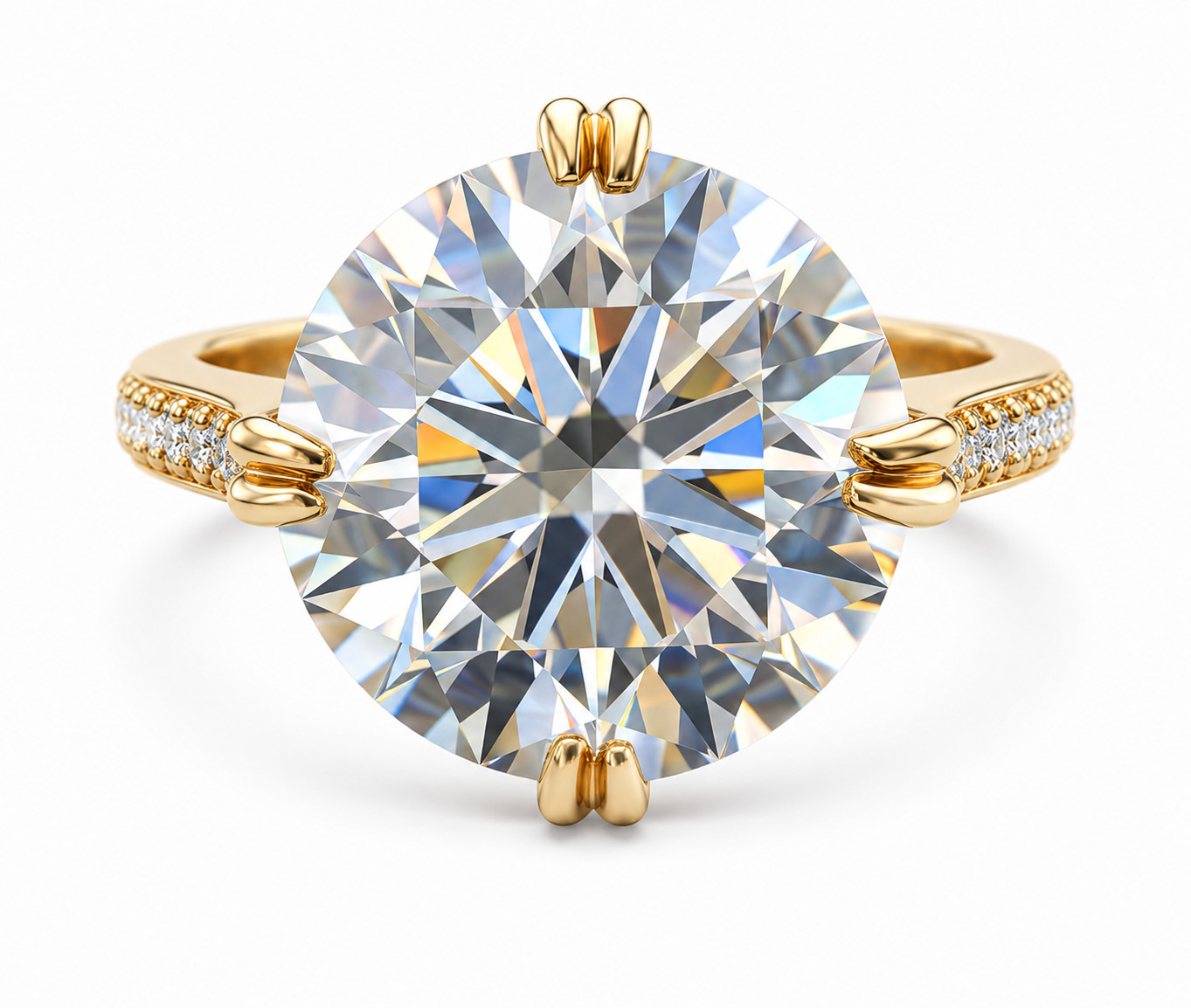 RARE 10 Ct Certified White Diamond Solitaire Cocktail Ring-FREE Diamond Studs