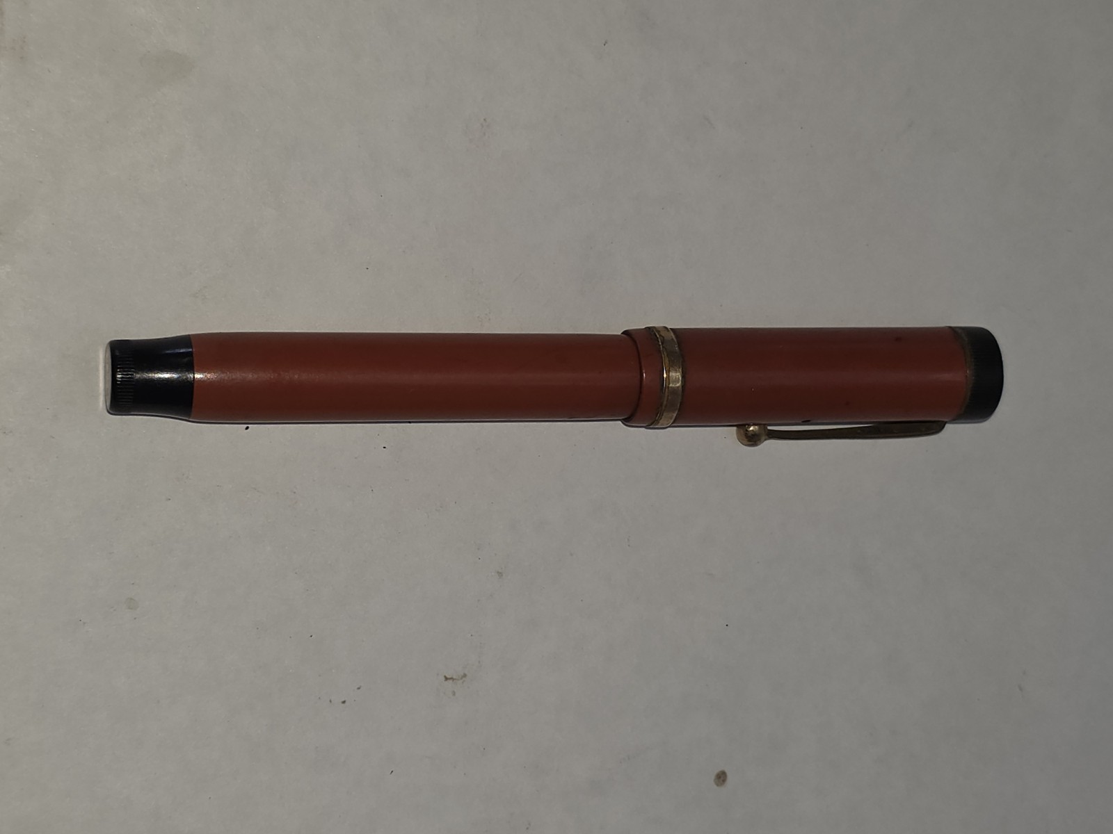 Vintage Parker Duofold Fountain Pen Red Hard Rubber Gold Clip Non-Working