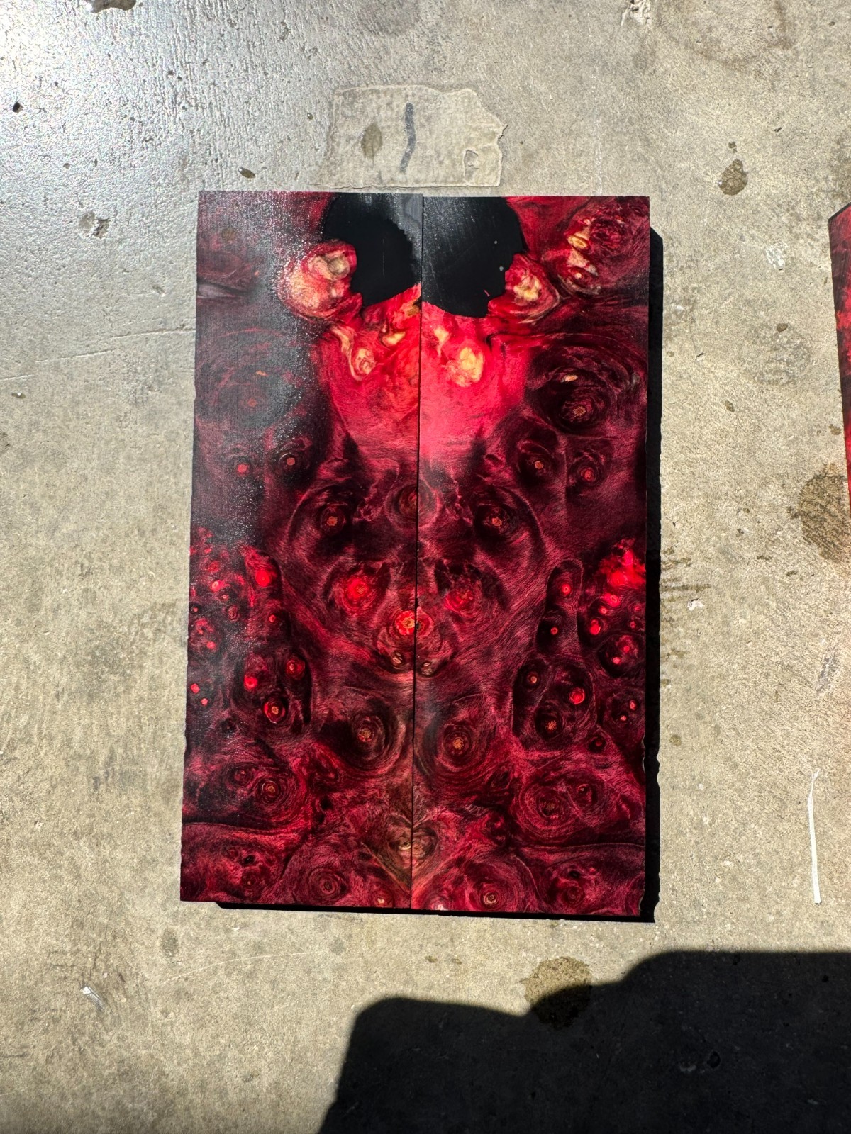 Stabilized Dyed Buckeye Burl Hybrid Resin - Knife Scales