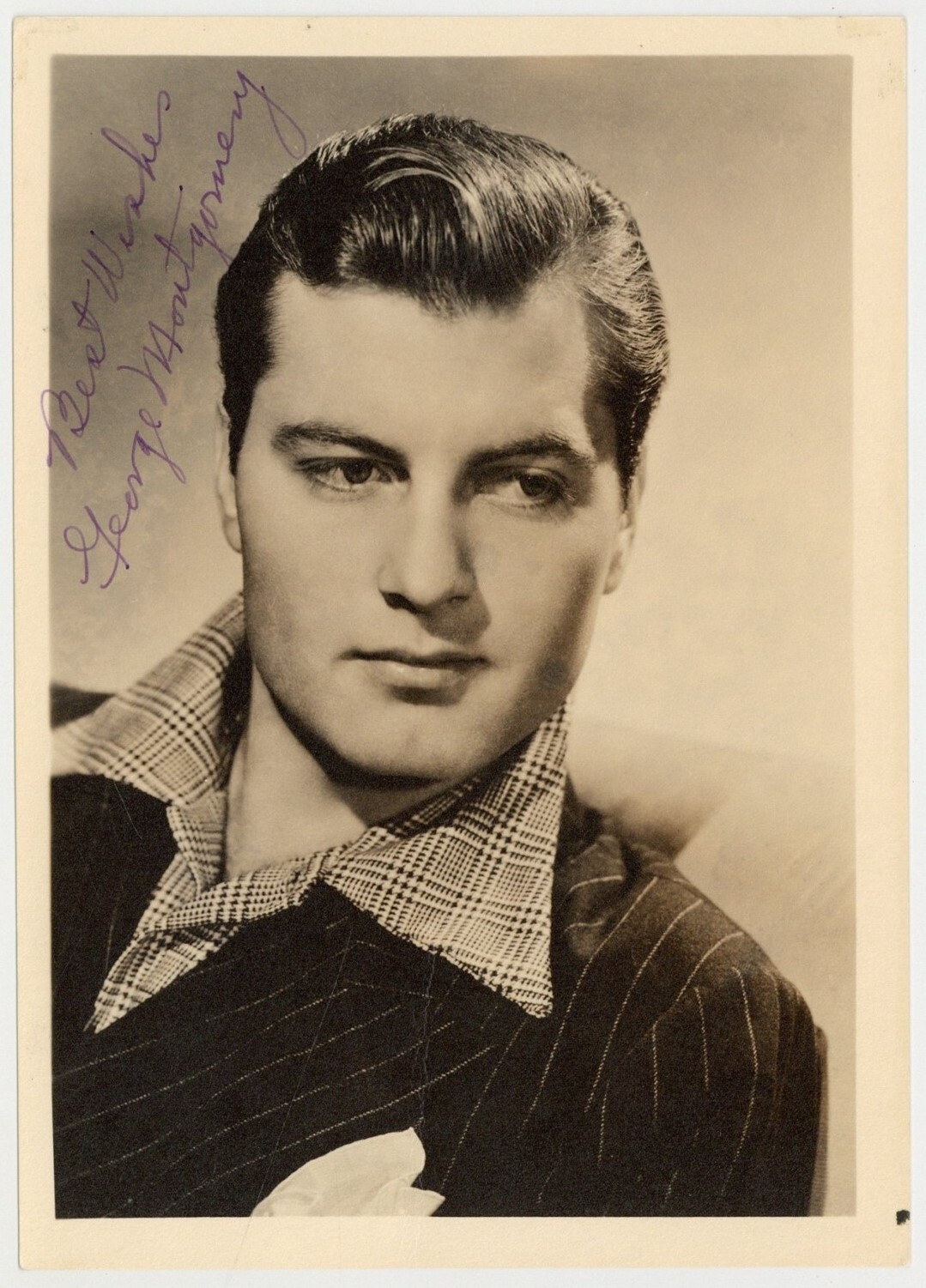 George Montgomery 1938 Hand Signed 5x7 American Hunk Western Actor Photo J14289