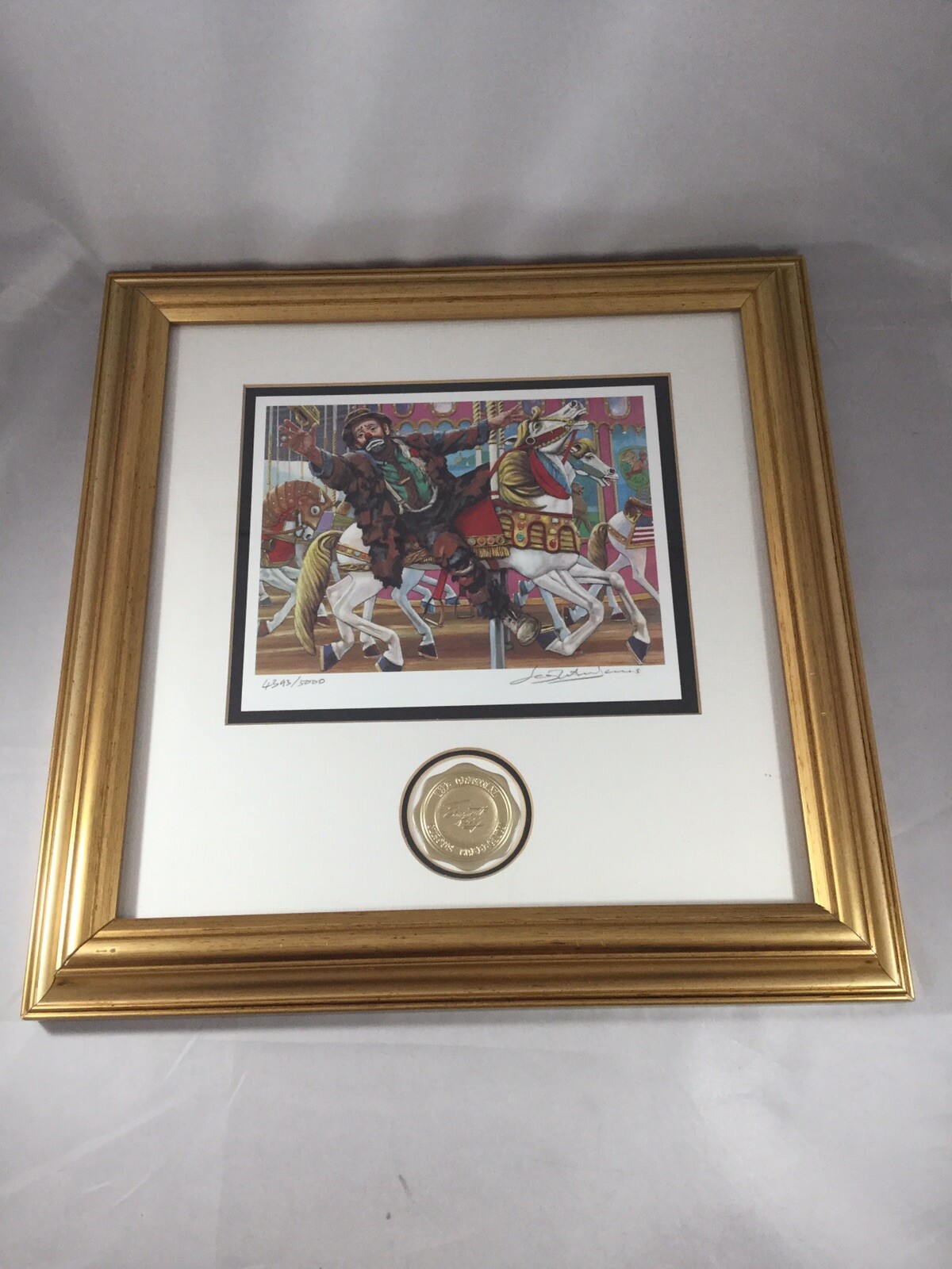 VTG Emmett Kelly Signed Lithograph “Catch The Brass Ring”