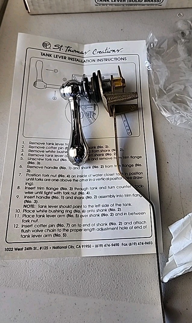 St Thomas Tank Lever Polished Chrome NEW Old Stock St Thomas Tank Lever Polished Chrome NEW Old Stock