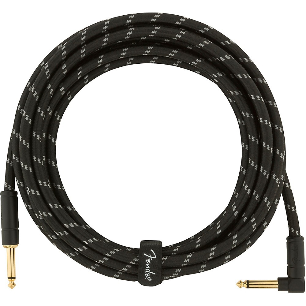 Fender Deluxe Series Straight to Angle Instrument Cable 15 ft. Black Tweed