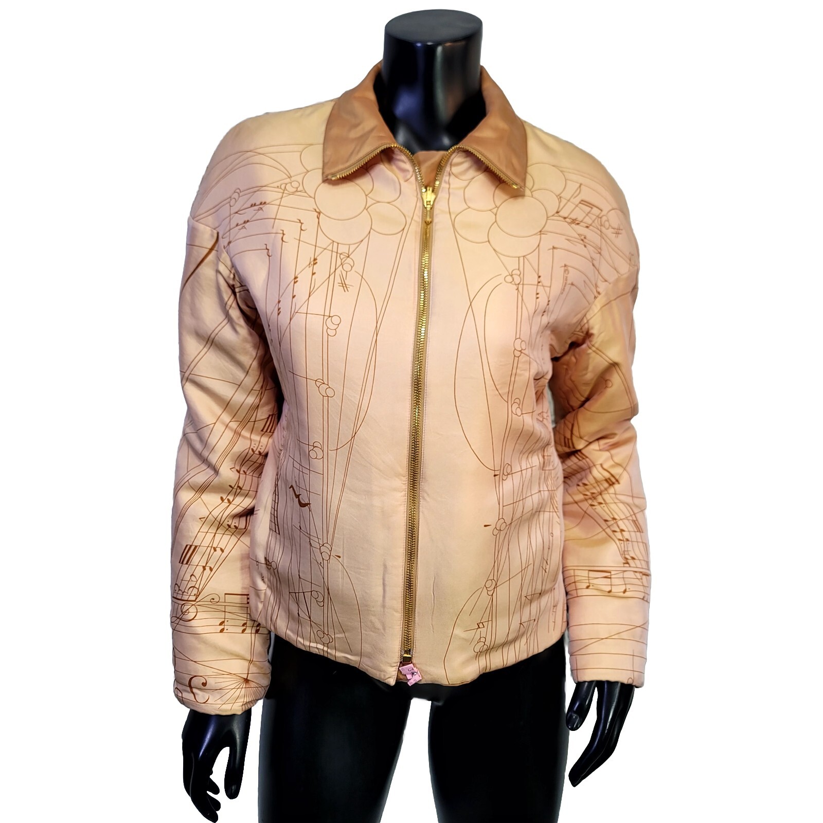 Vintage 90s Y2K Hermès France Womens S Silk Music Notes Reversible Jacket