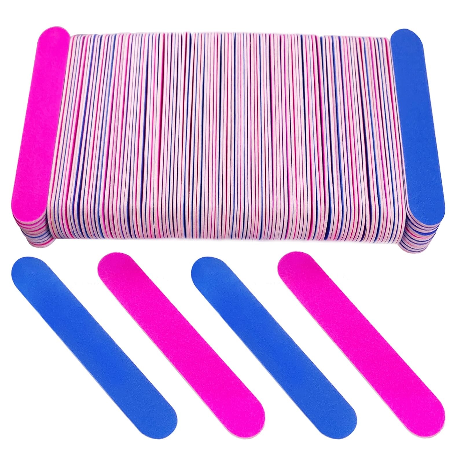 Sumind 100 Pcs Nail File Professional 3 Inch (Pack of 100), Blue and Pink Sumind 100 Pcs Nail File Professional 3 Inch (Pack of 100), Blue and Pink