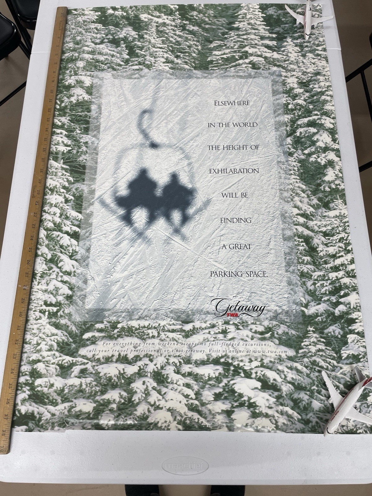 TWA Getaway Vintage Travel Advertising Poster Snowy Forest 38 x 26