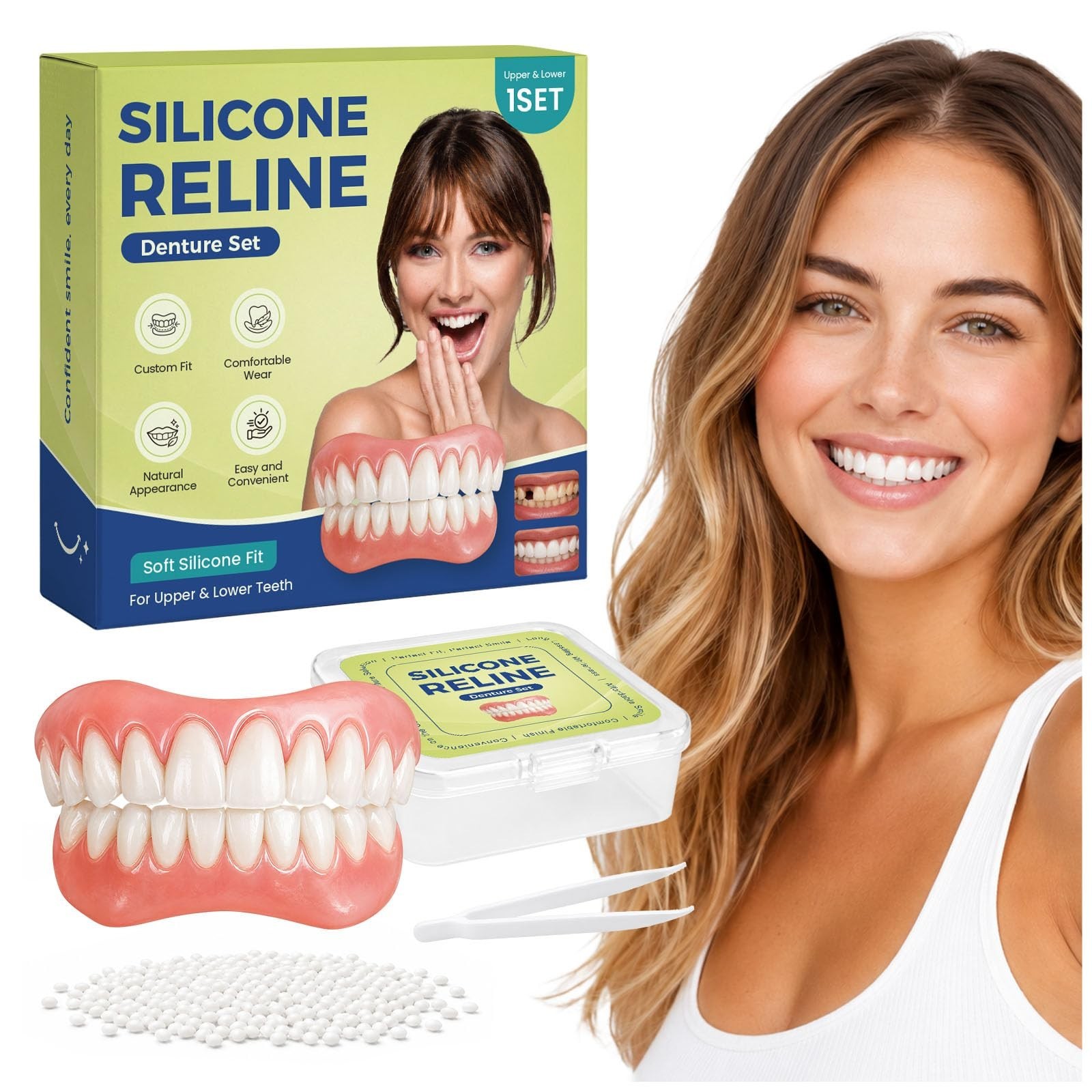 Moldable False Teeth for Adults - Custom Fit Dental Solution, Easy to Use