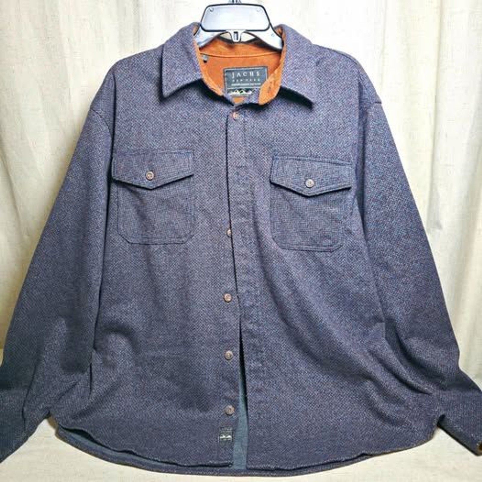 JACHS New York Men\'s XL Blue Herringbone Button Front Lined Shacket Jacket JACHS New York Men\'s XL Blue Herringbone Button Front Lined Shacket Jacket