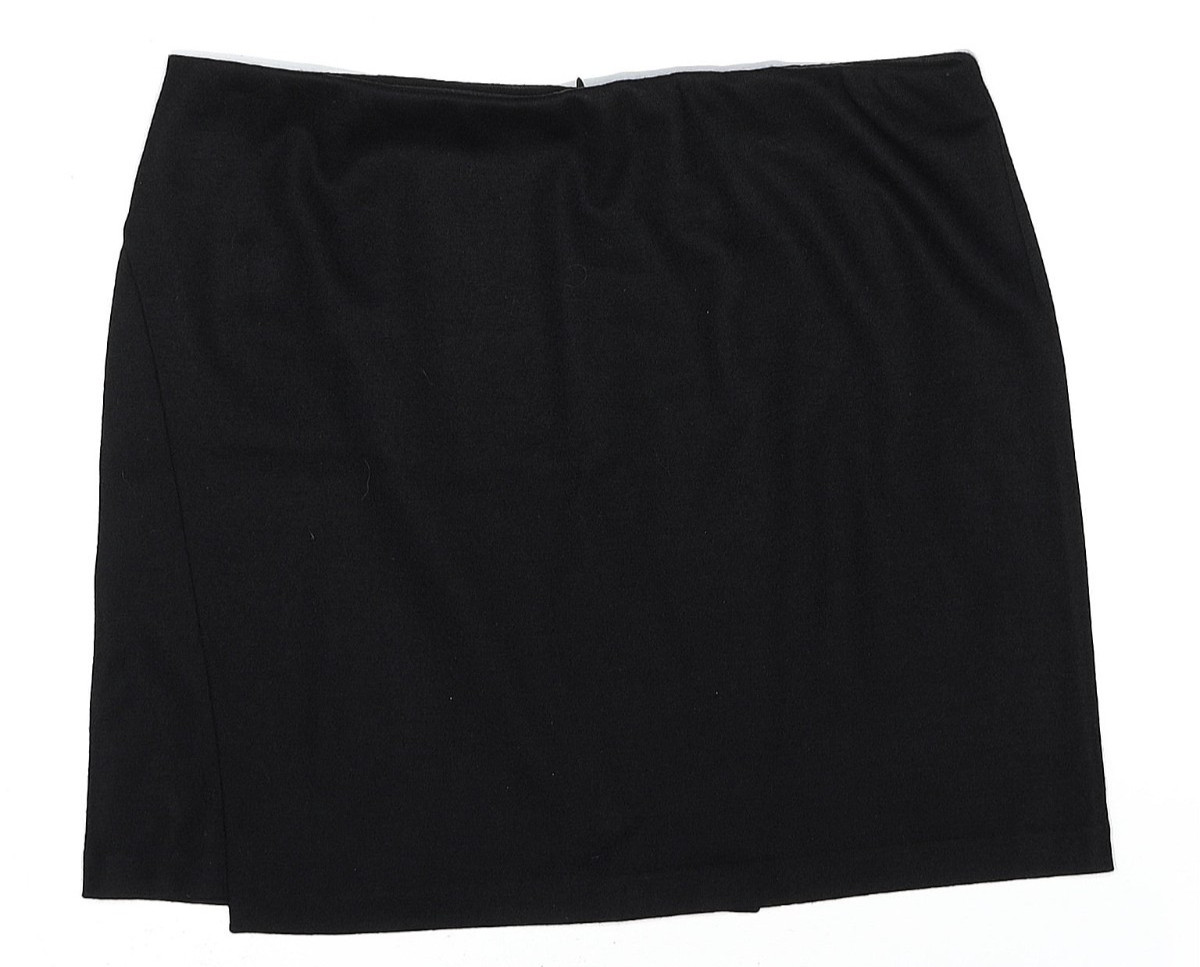 Vince. Black Wool Blend Mini Skirt Zip Women Medium Quiet Luxury Old Money