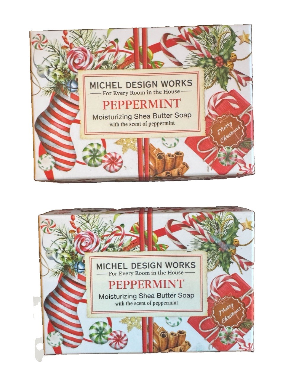 Michel Design Works Set of 2 Boxed Soaps Peppermint New In Box